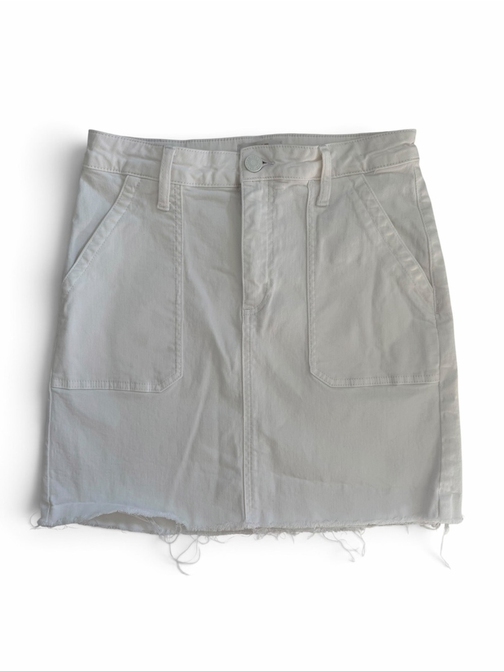 Kut from the Kloth Bristol Utility White Denim Mini Skirt Size 4